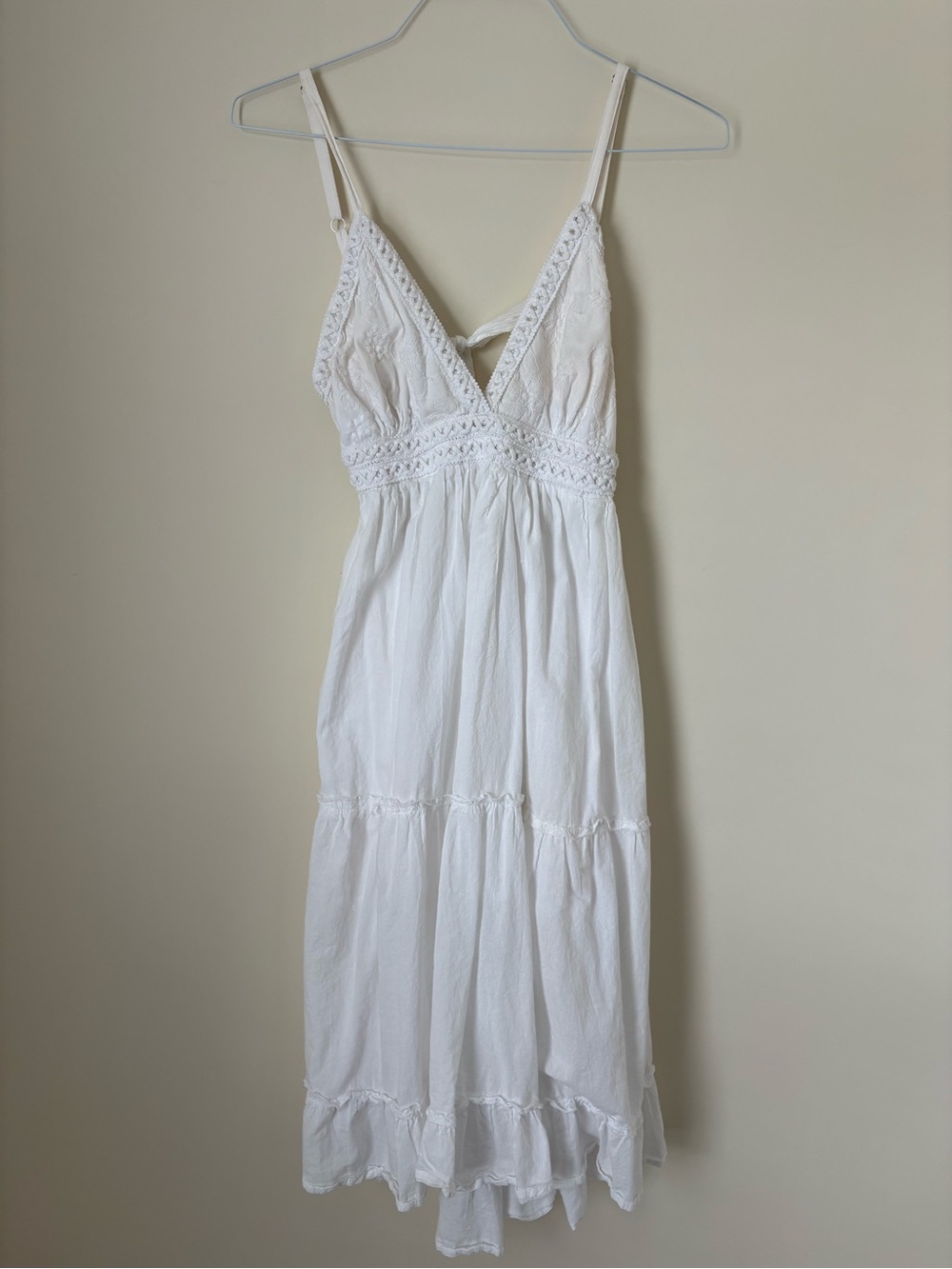White Lace-Trimmed Spaghetti Strap Sundress